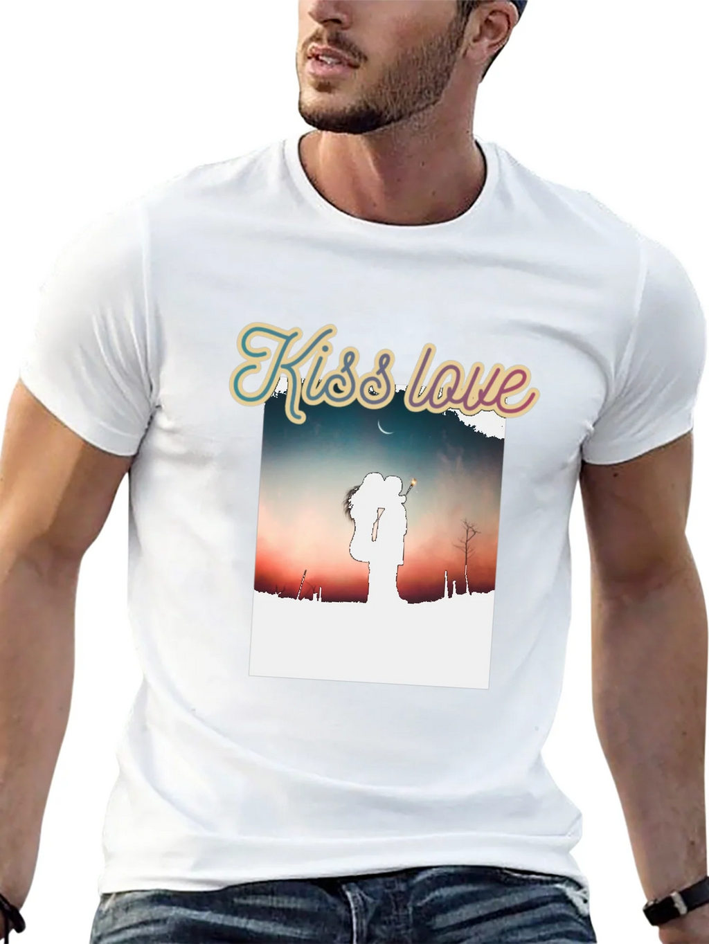 Kiss Love Graphic Black T-Shirt product image 12