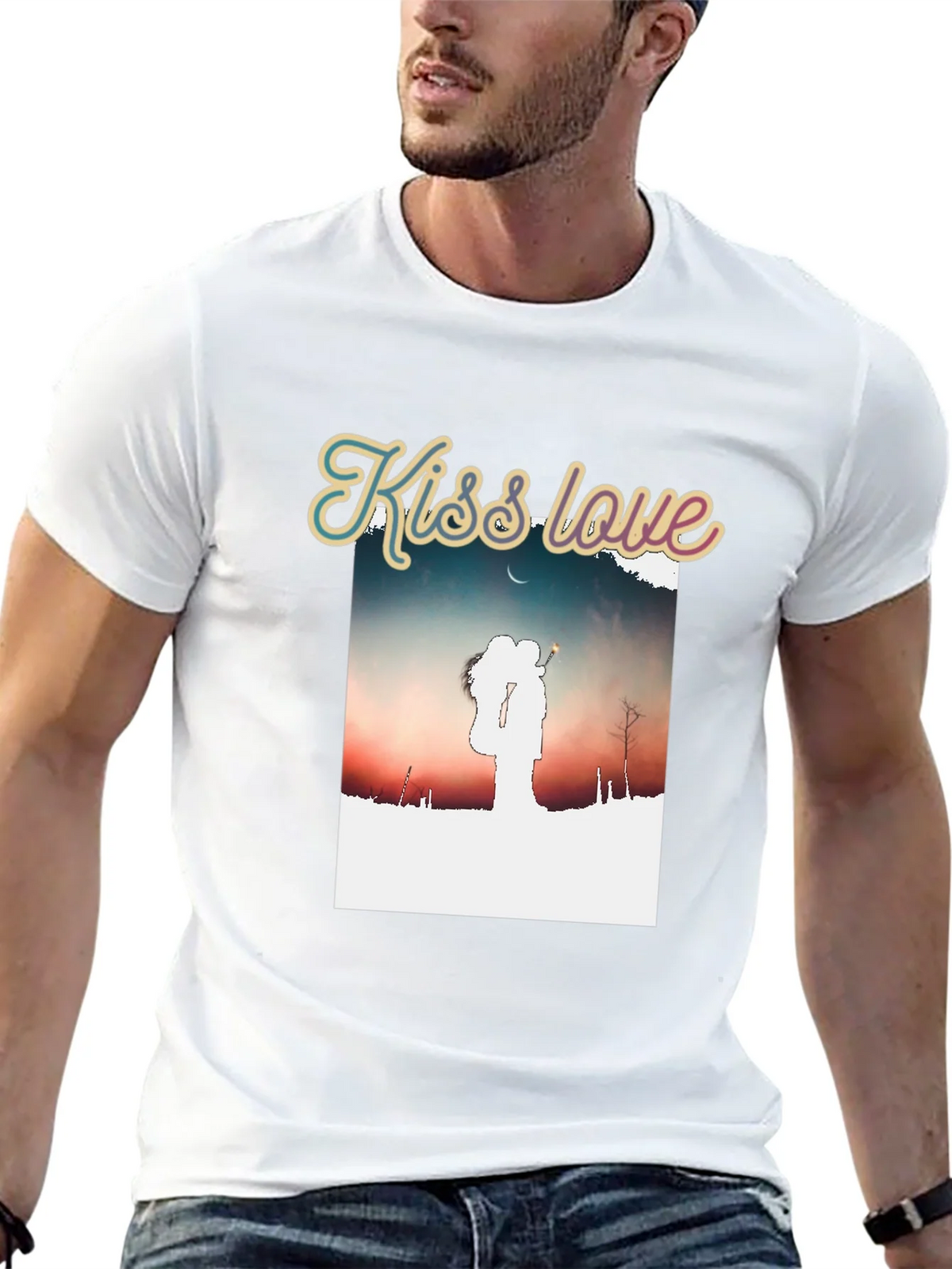 Kiss Love Graphic Black T-Shirt product image 12