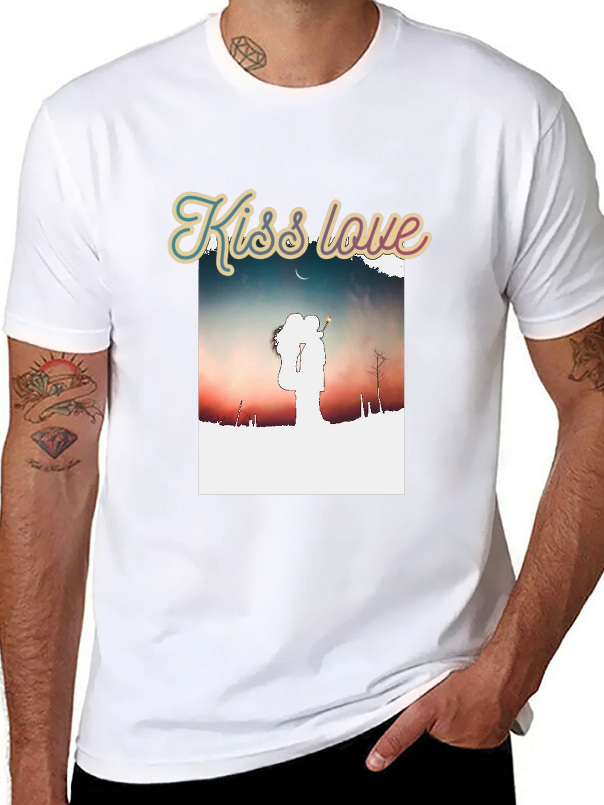 Kiss Love Graphic Black T-Shirt product image 7