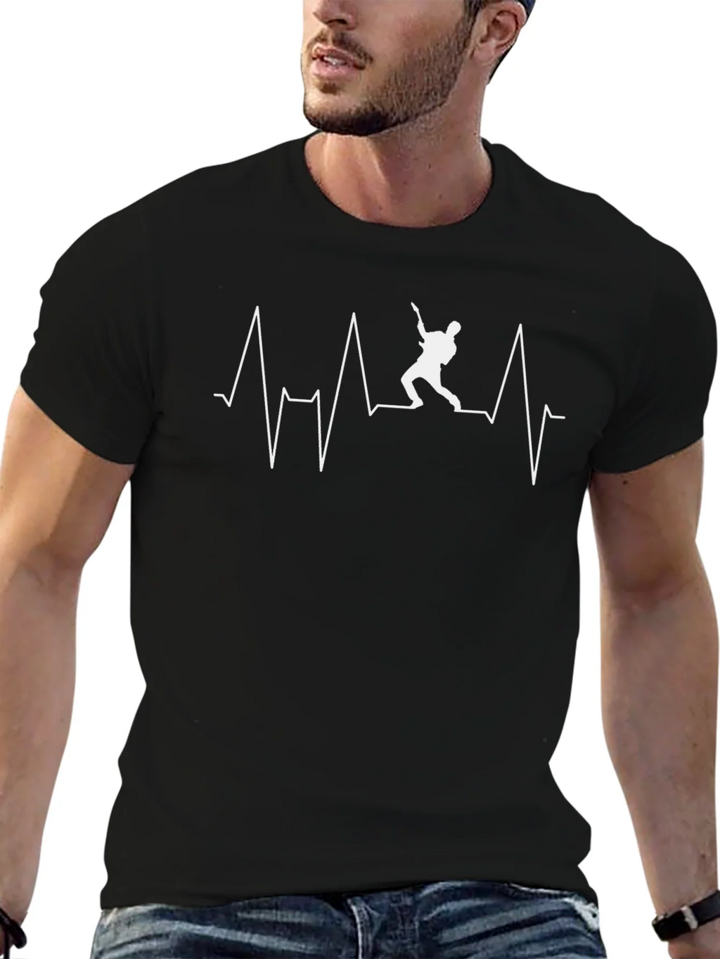 Guitar Heartbeat T-Shirt - Black product image 6