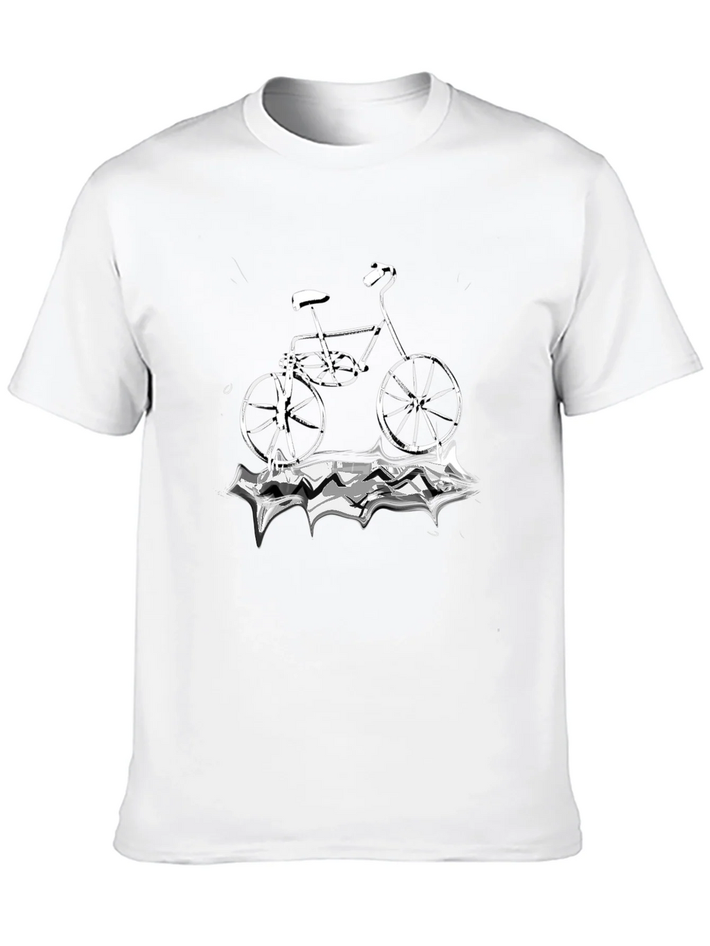 Black T-Shirt with Bicycle Graphic product image 9