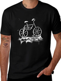 Black T-Shirt with Bicycle Graphic product image 1
