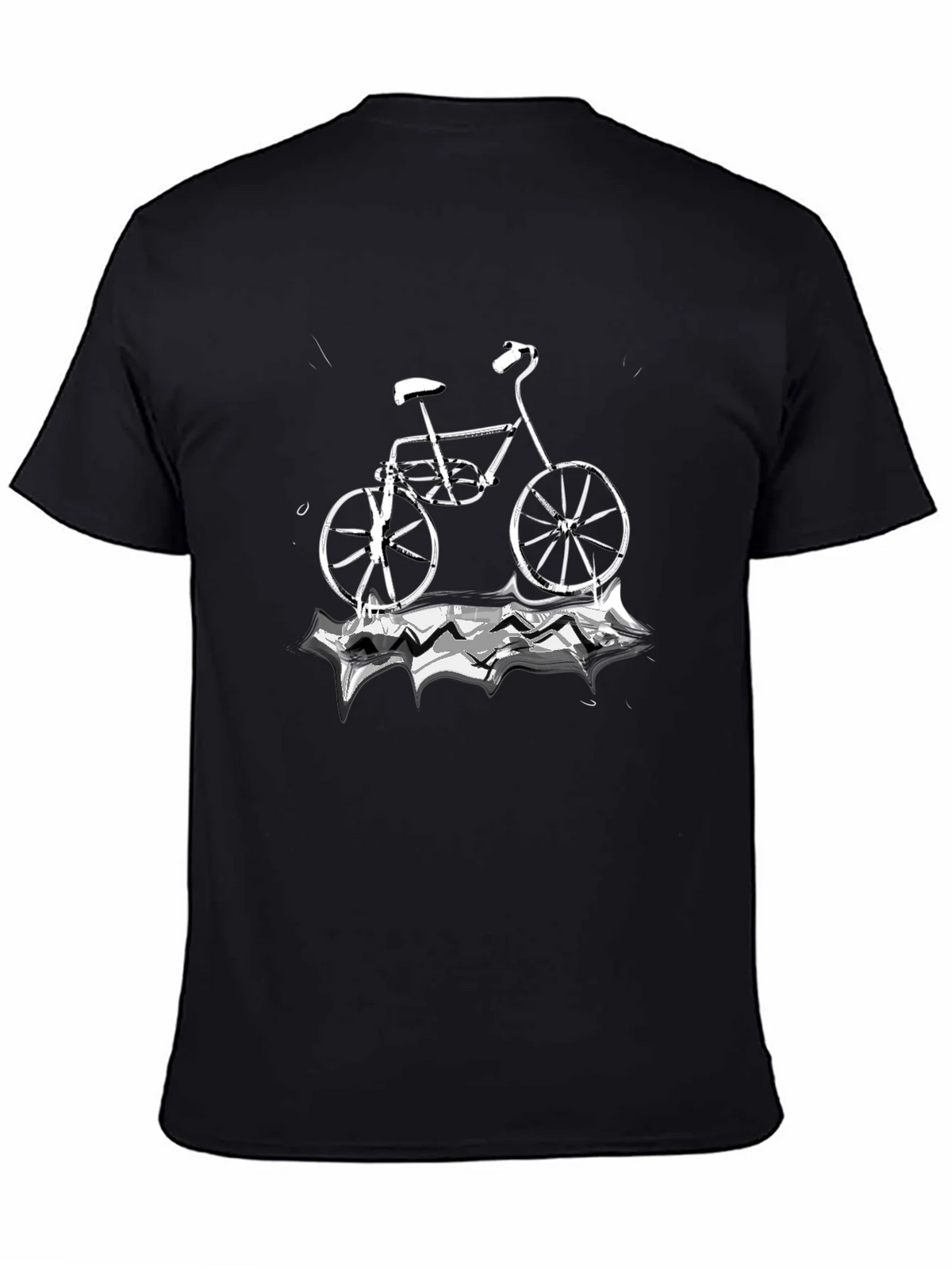 Black T-Shirt with Bicycle Graphic product image 4