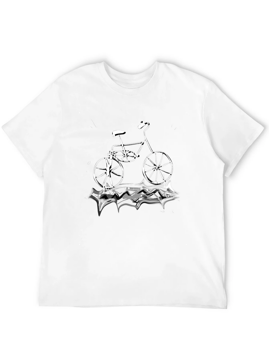 Black T-Shirt with Bicycle Graphic product image 11