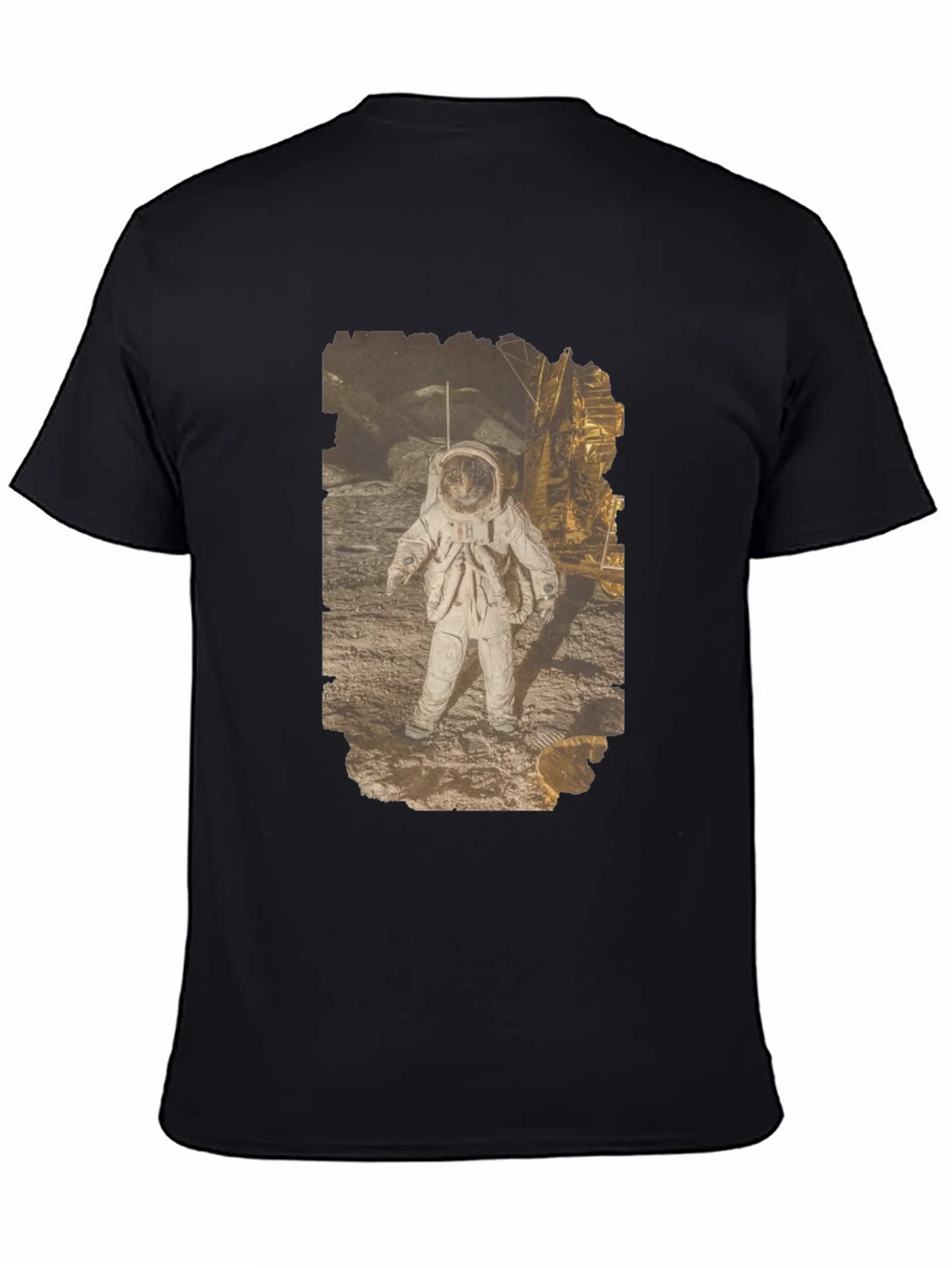 Astronaut Cat Graphic Print Black T-Shirt product image 4