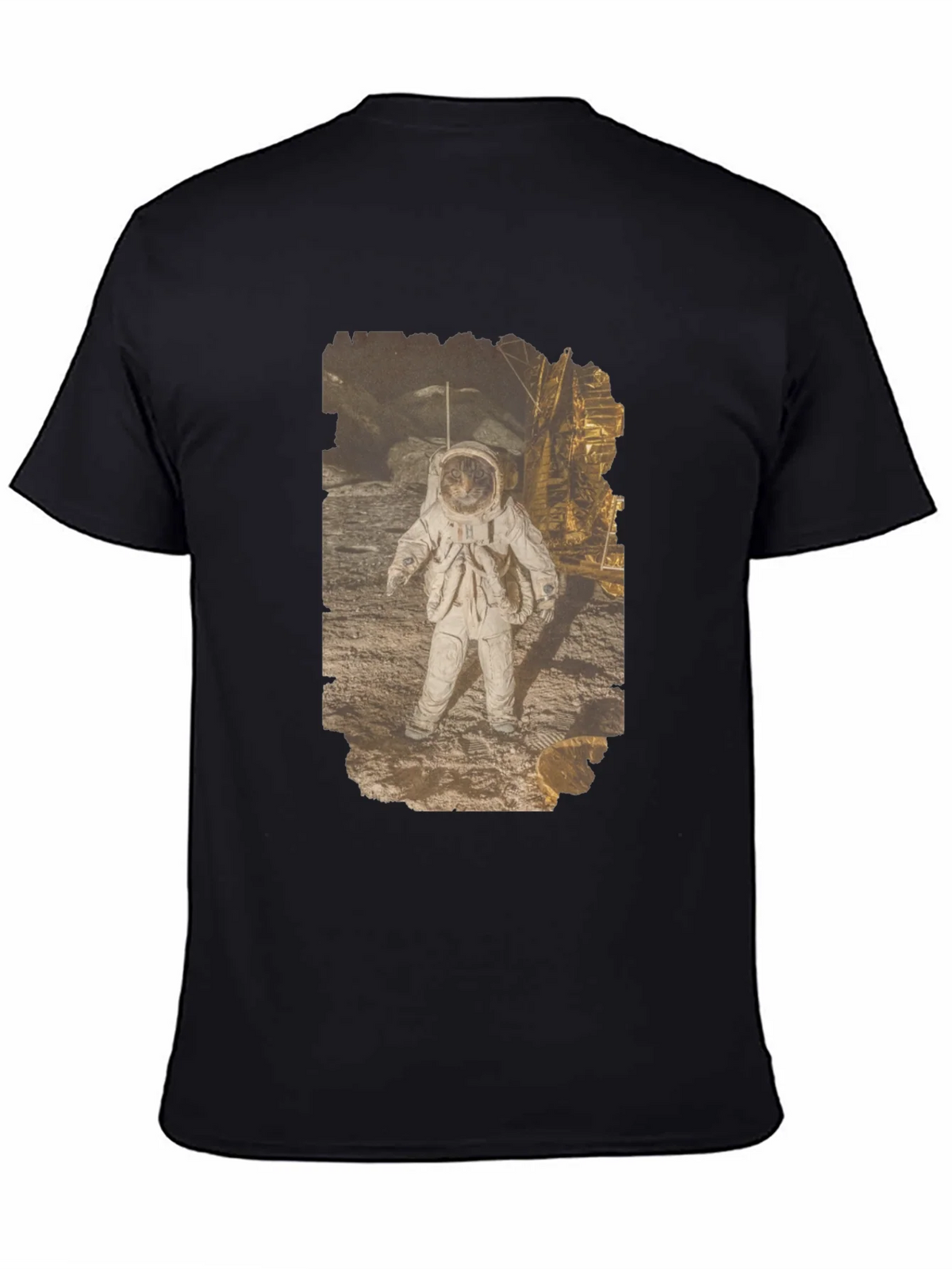 Astronaut Cat Graphic Print Black T-Shirt product image 4