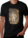 Astronaut Cat Graphic Print Black T-Shirt product image 1