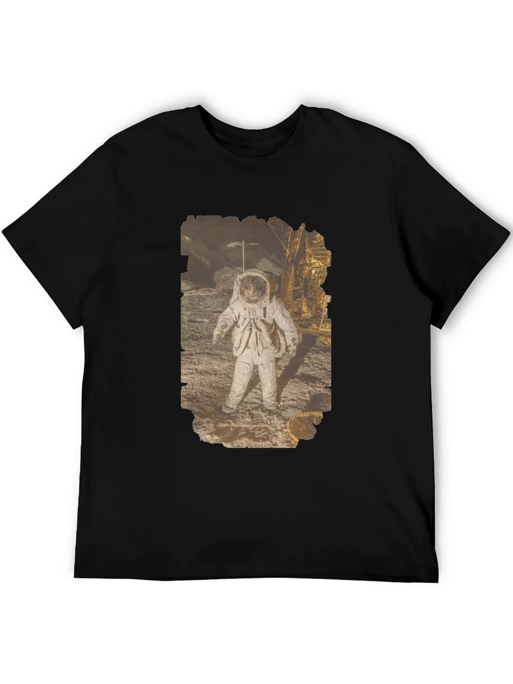 Astronaut Cat Graphic Print Black T-Shirt product image 5
