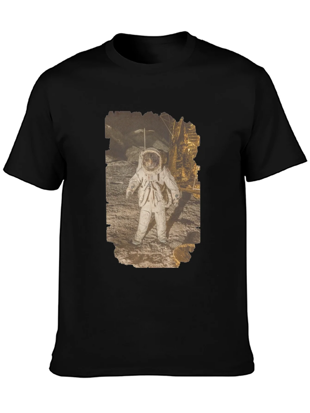 Astronaut Cat Graphic Print Black T-Shirt product image 3