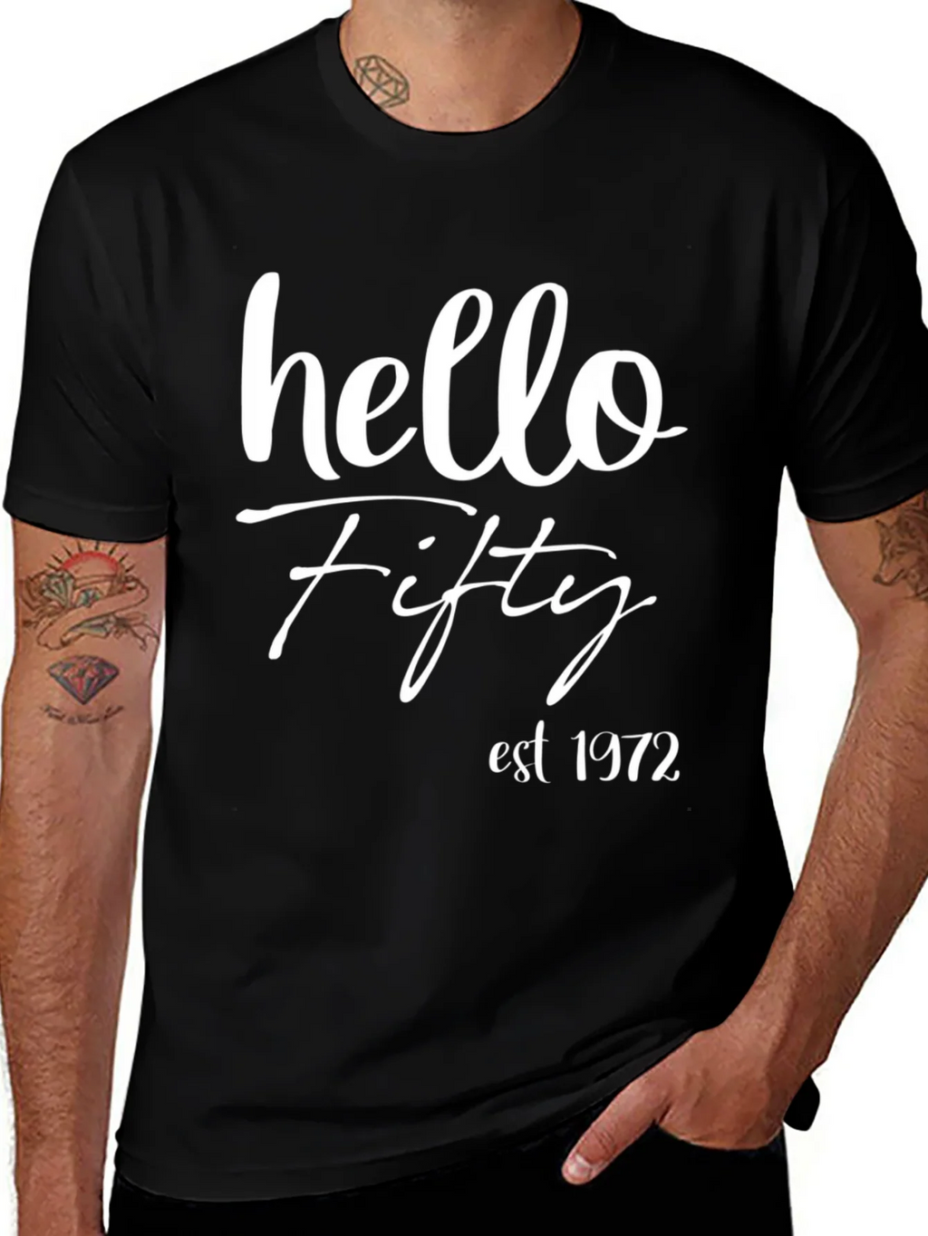 Hello Fifty Est. 1972 Black T-Shirt product image 1