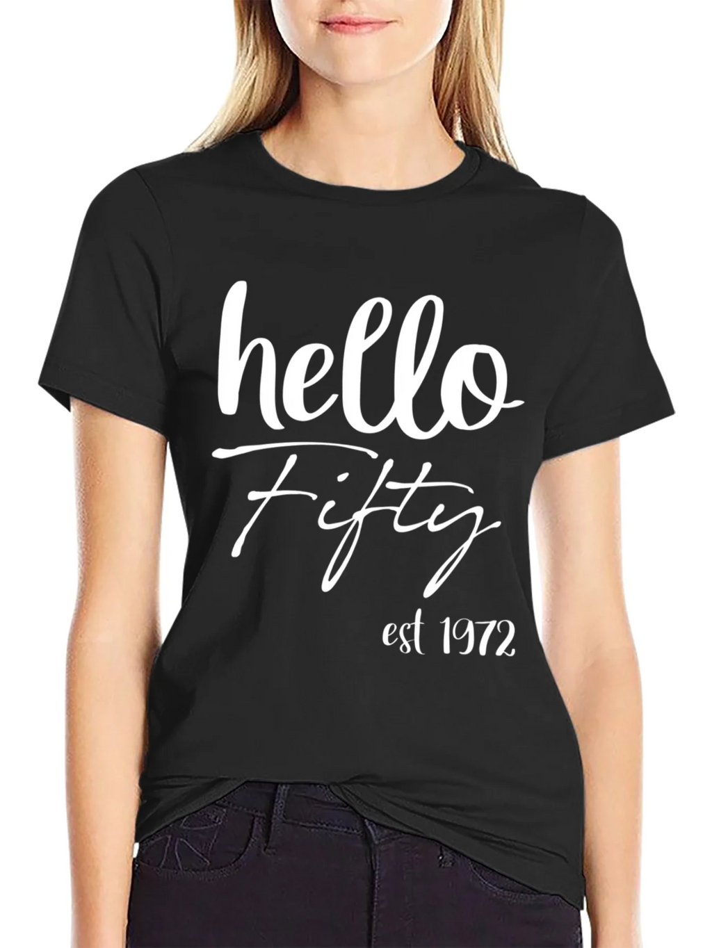 Hello Fifty Est. 1972 Black T-Shirt product image 2
