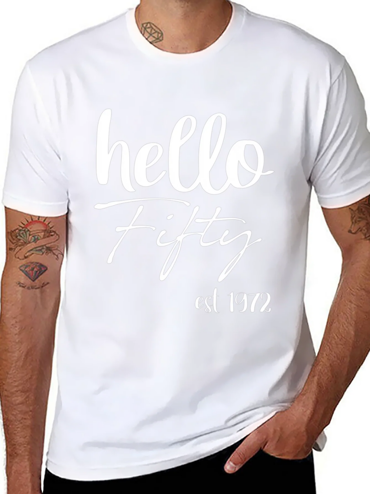 Hello Fifty Est. 1972 Black T-Shirt product image 7
