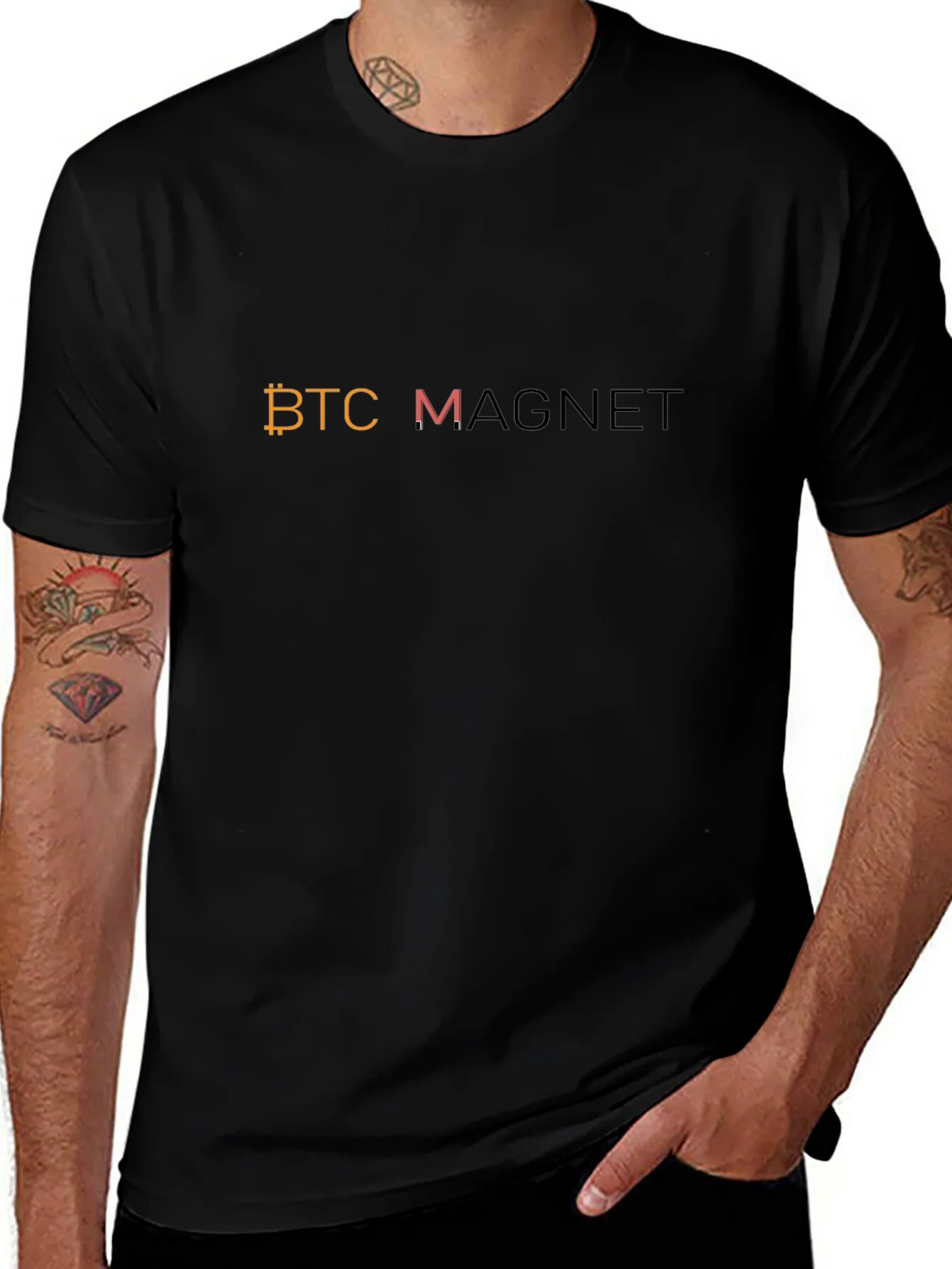 BTC Magnet Graphic T-Shirt - Cryptocurrency Bitcoin product image 1