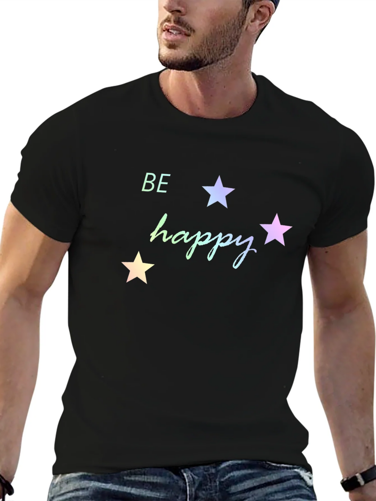 Be Happy Star Graphic Tee - Black product image 6