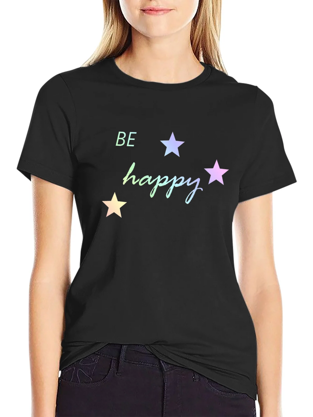 Be Happy Star Graphic Tee - Black product image 2