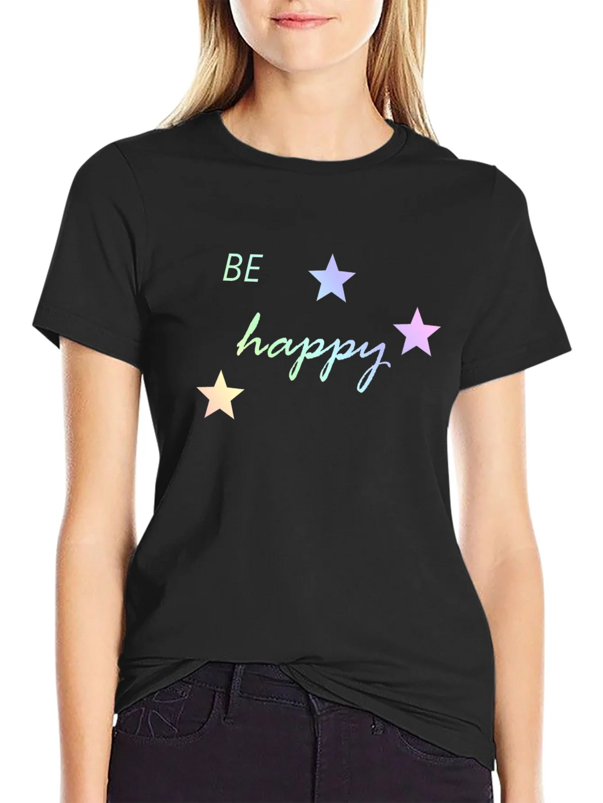 Be Happy Star Graphic Tee - Black product image 2