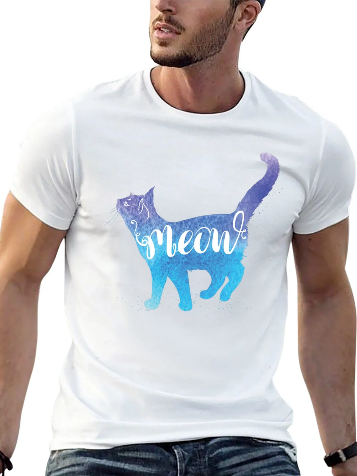 Meow Cat Graphic Tee - Stylish Mens T-Shirt product image 12