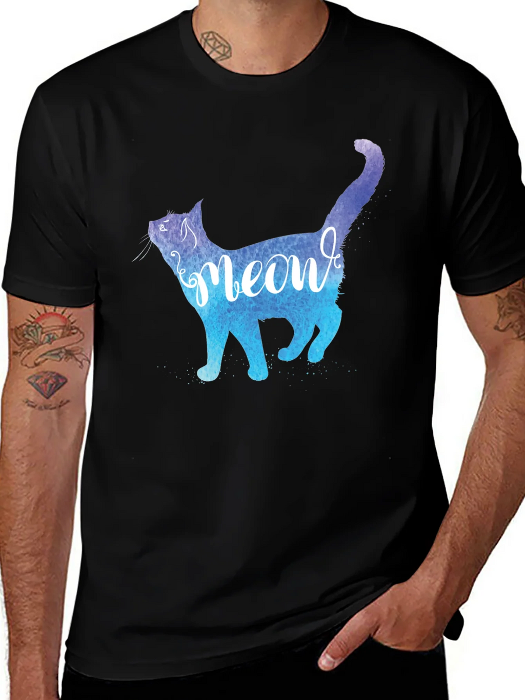 Meow Cat Graphic Tee - Stylish Mens T-Shirt product image 1