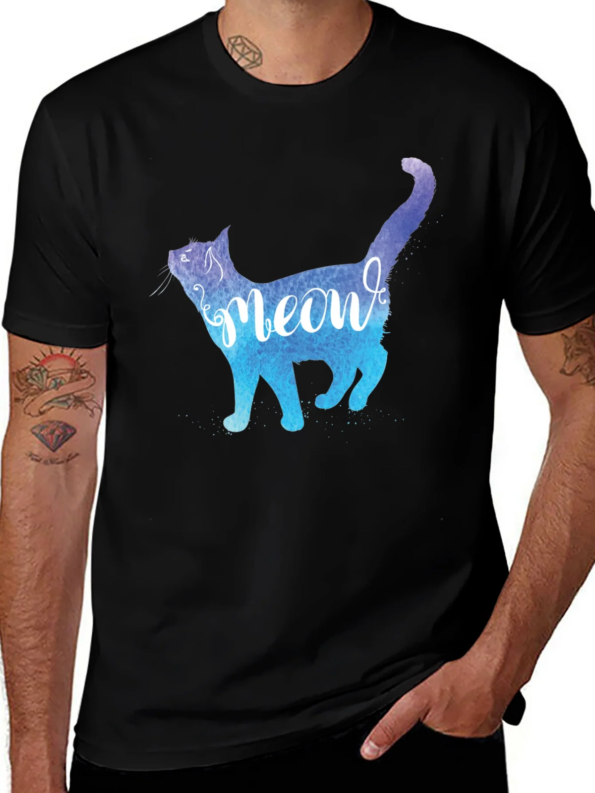 Meow Cat Graphic Tee - Stylish Mens T-Shirt product image 1