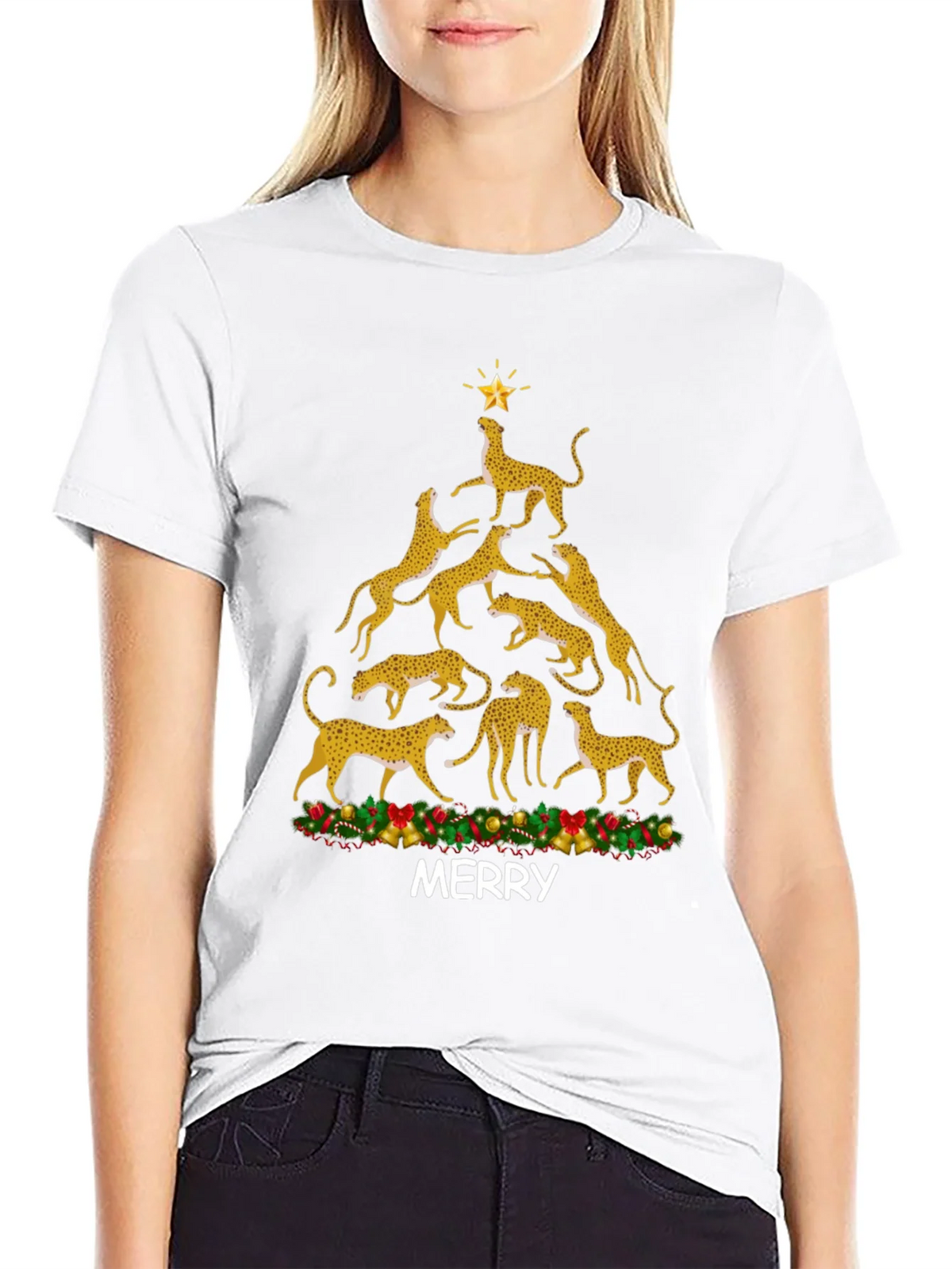 Cheetah Christmas Tree T-Shirt product image 8