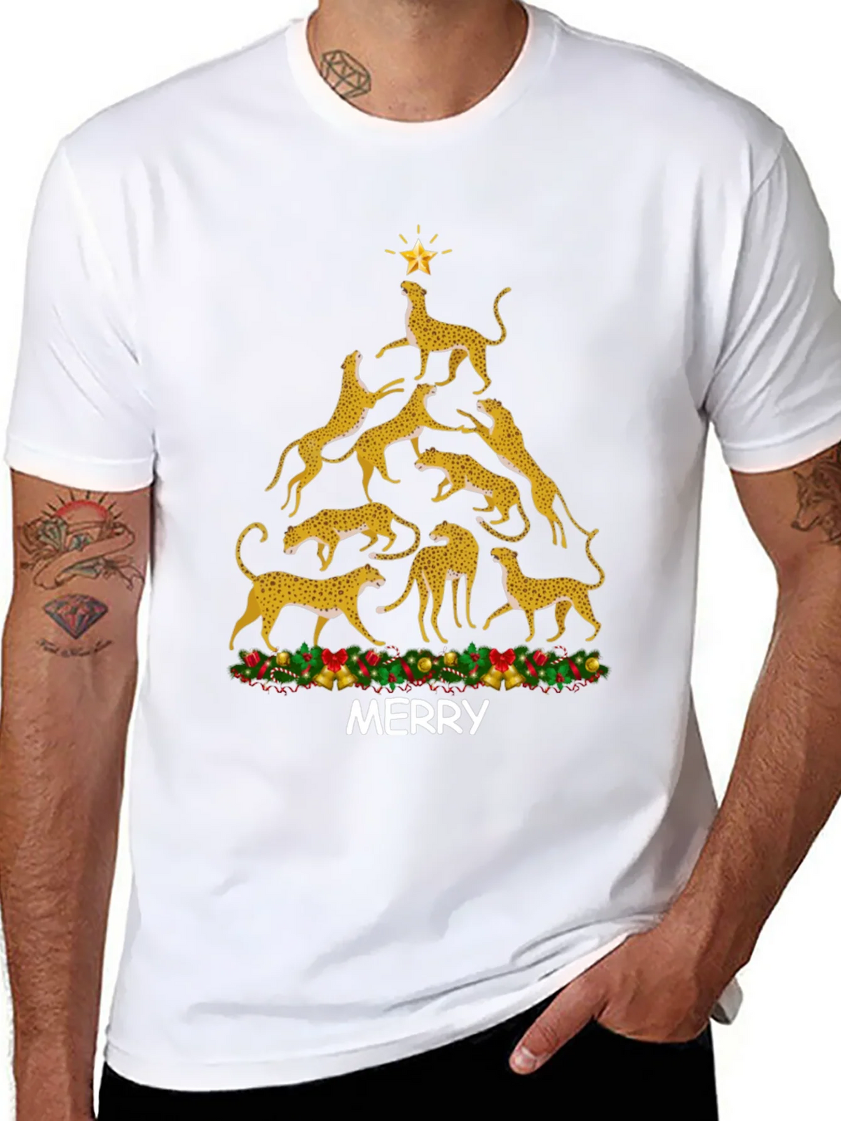 Cheetah Christmas Tree T-Shirt product image 7