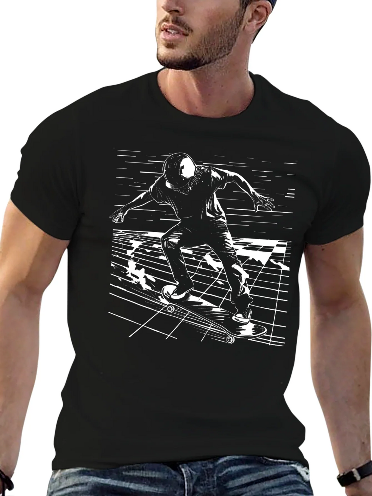 Skateboarding T-Shirt - Black Graphic Tee product image 6
