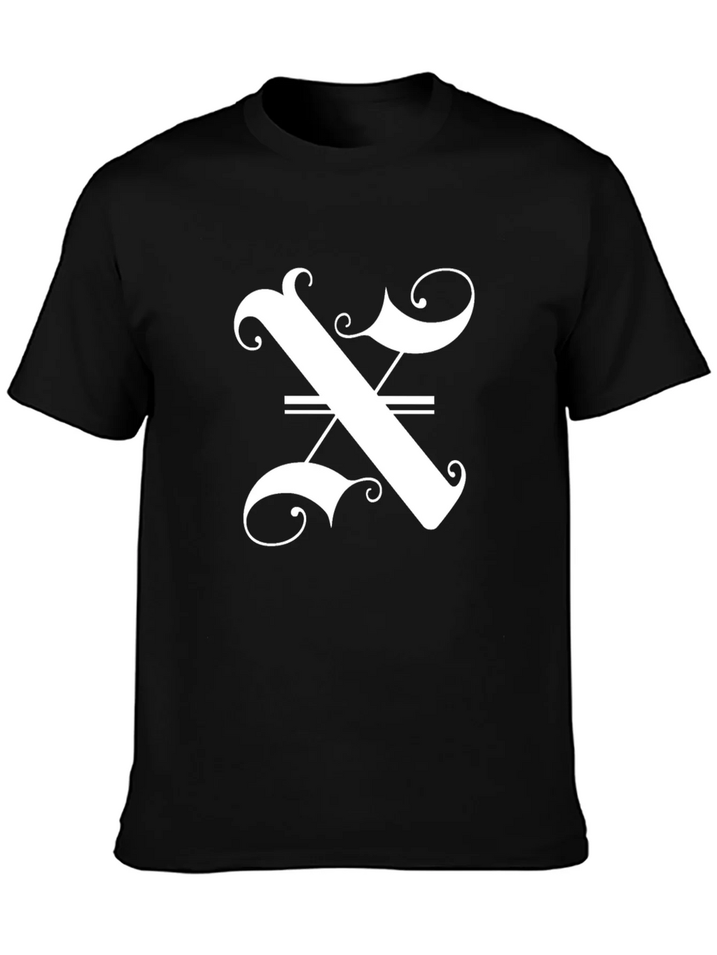 Stylish Black T-Shirt with Ornate Letter Graphic product image 3