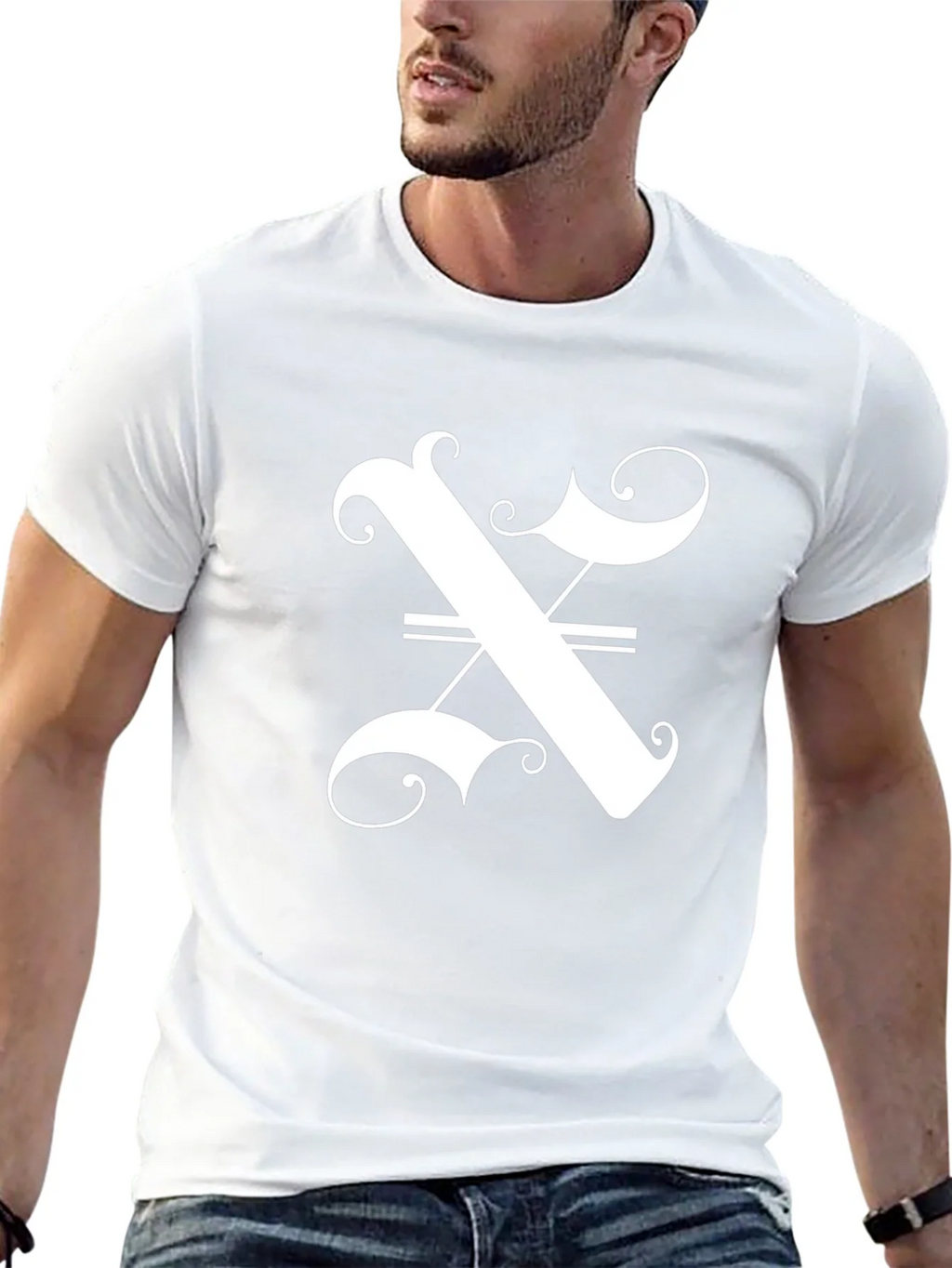 Stylish Black T-Shirt with Ornate Letter Graphic product image 12