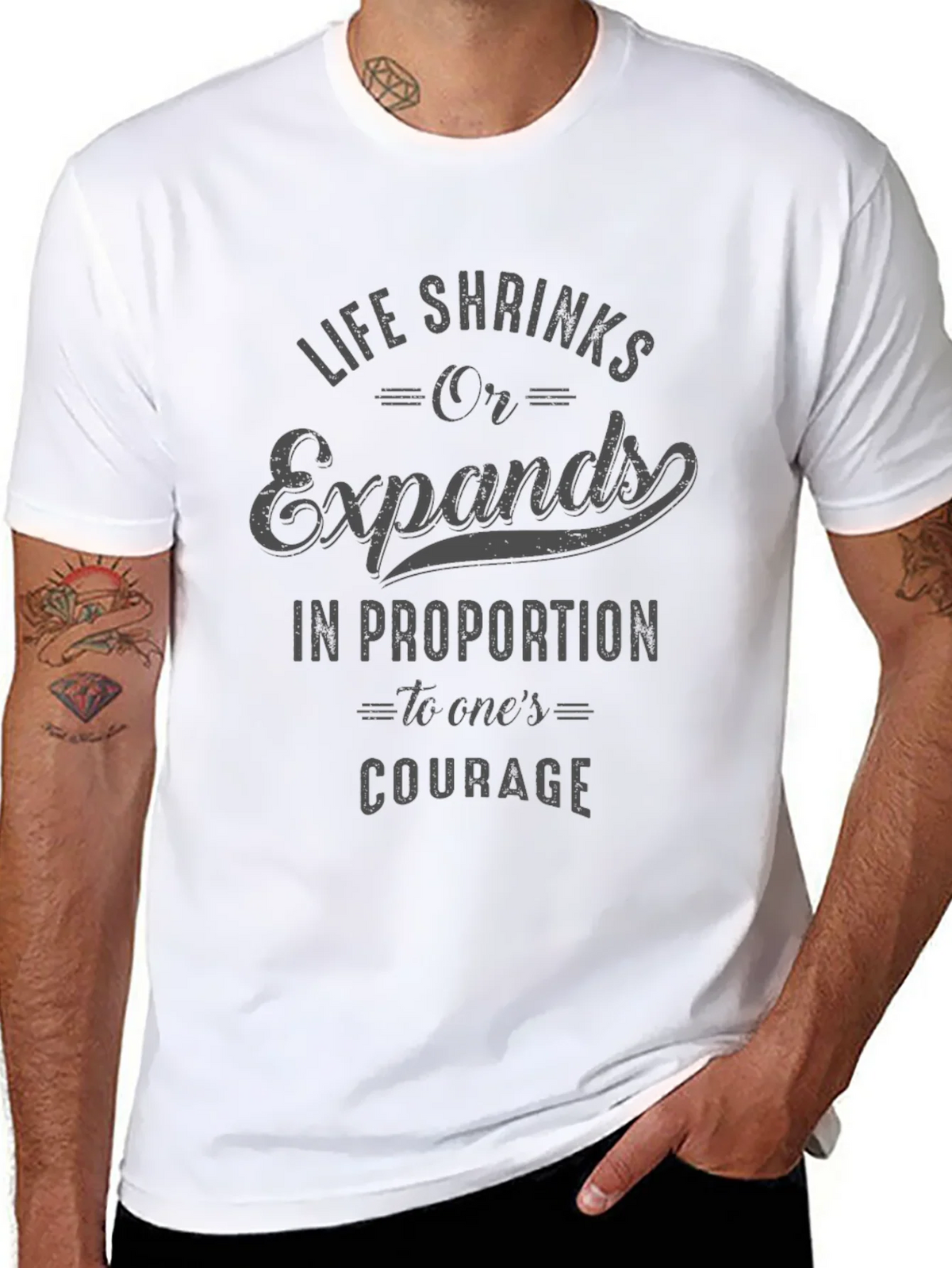 Courage Quote T-Shirt - Life Shrinks or Expands product image 7