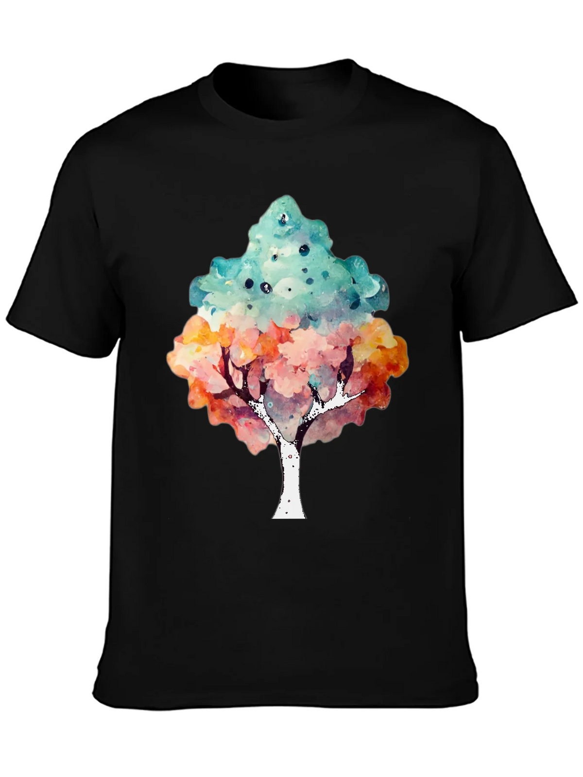 Watercolor Tree Print Black T-Shirt product image 3