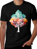 Watercolor Tree Print Black T-Shirt product image 1