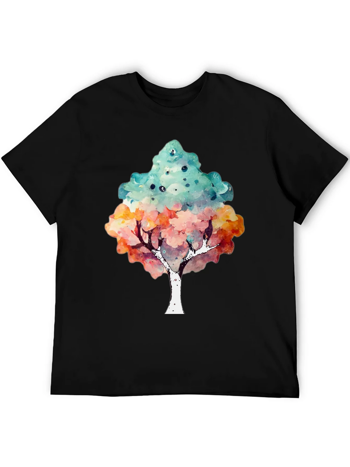 Watercolor Tree Print Black T-Shirt product image 5