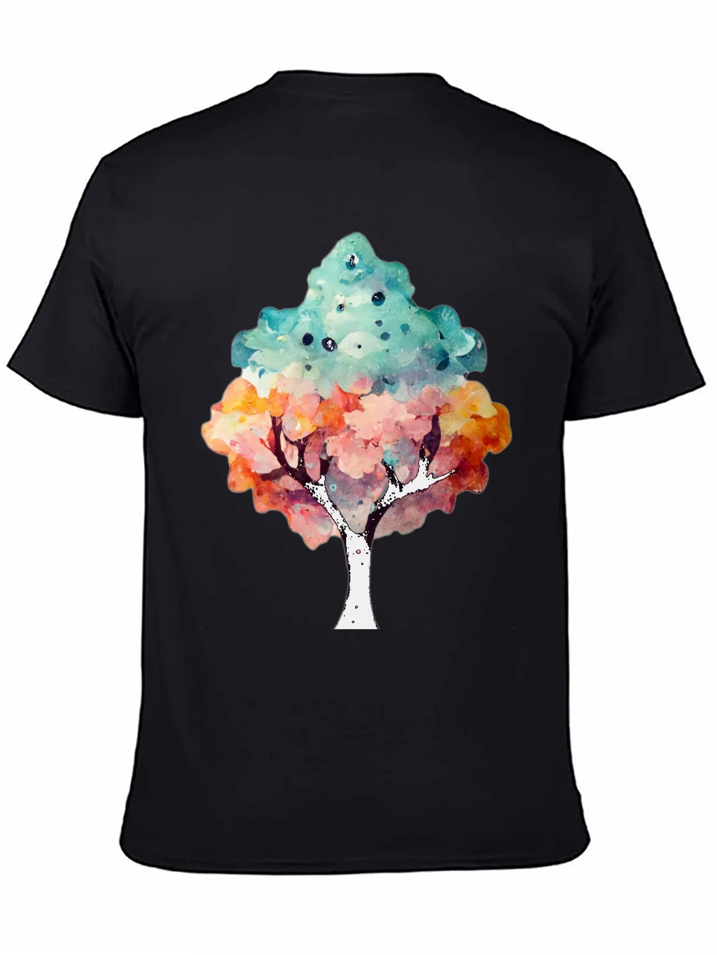 Watercolor Tree Print Black T-Shirt product image 4