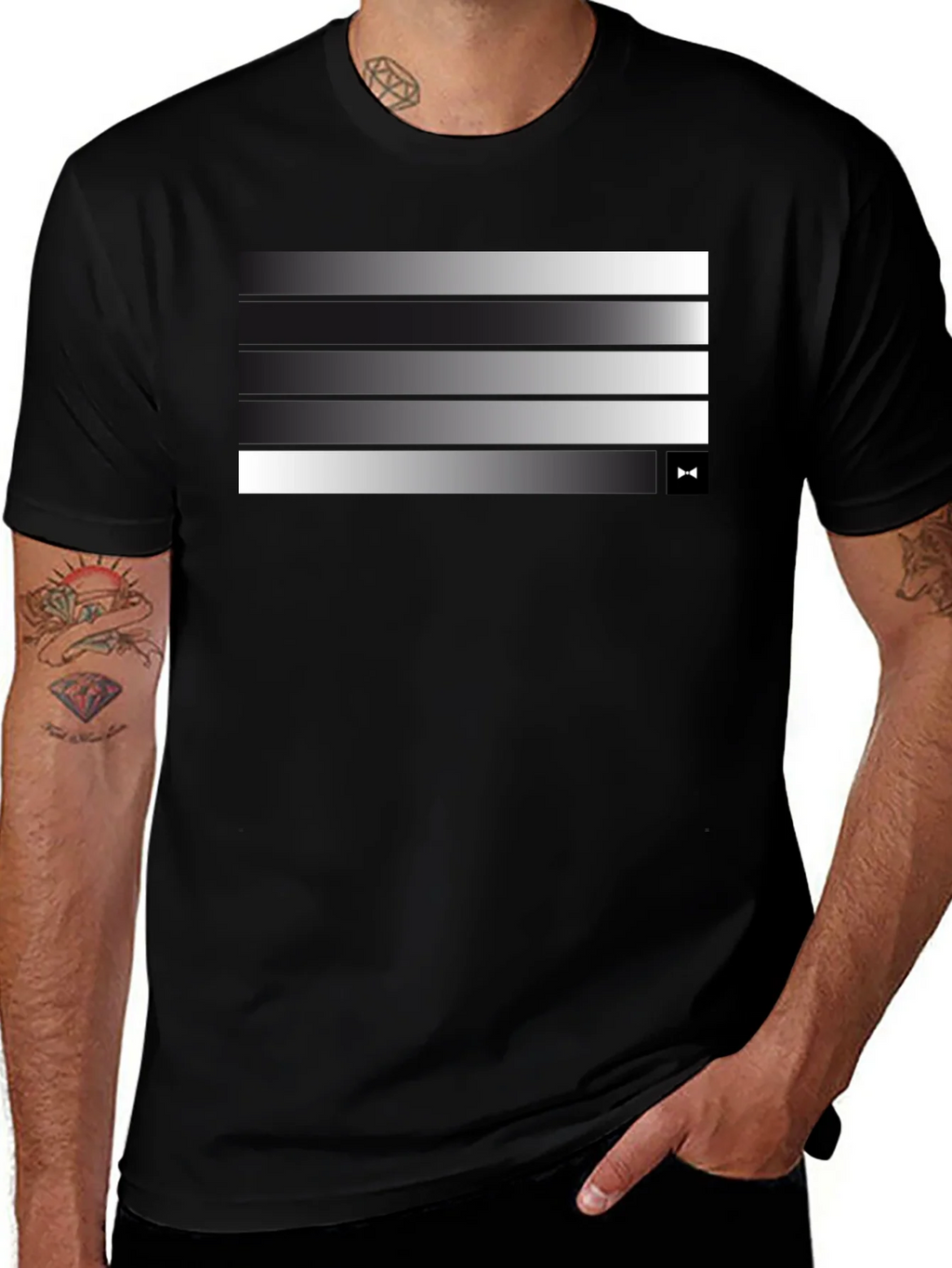 Modern Gradient Stripe Tee - Stylish Mens Black T-Shirt product image 1