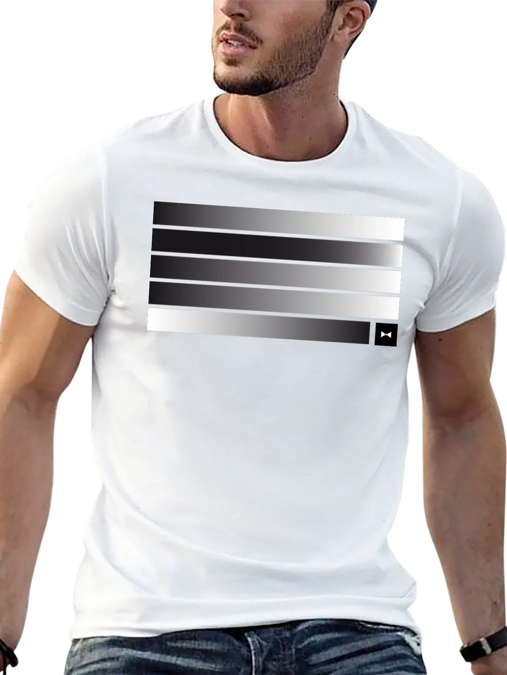 Modern Gradient Stripe Tee - Stylish Mens Black T-Shirt product image 12