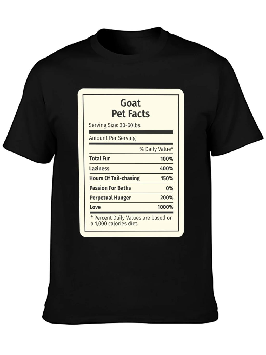 Goat Pet Facts Black T-Shirt Novelty product image 3