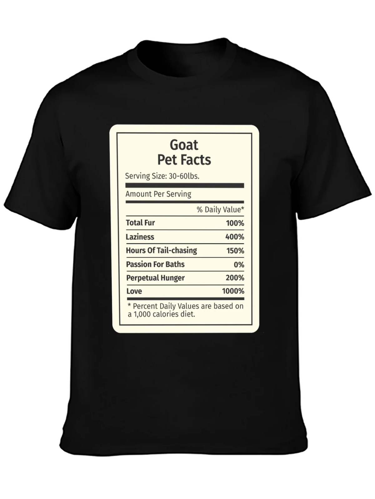 Goat Pet Facts Black T-Shirt Novelty product image 3