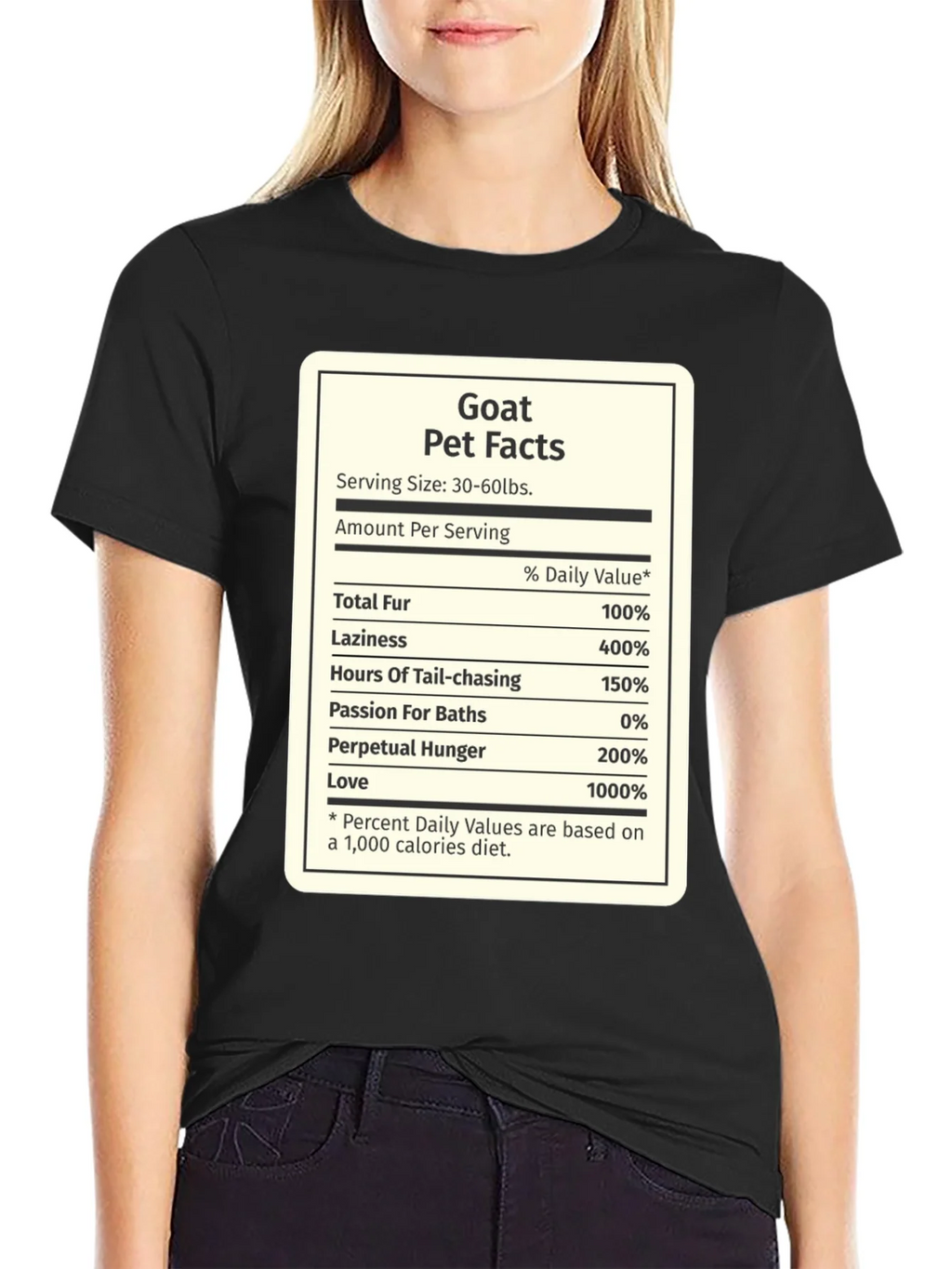 Goat Pet Facts Black T-Shirt Novelty product image 2