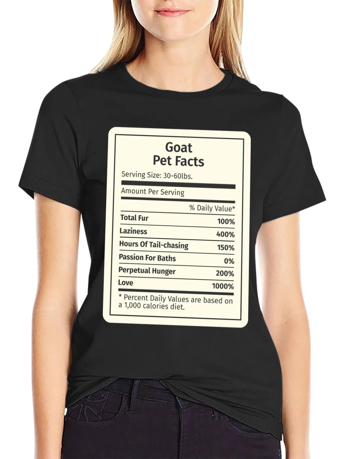 Goat Pet Facts Black T-Shirt Novelty product image 2