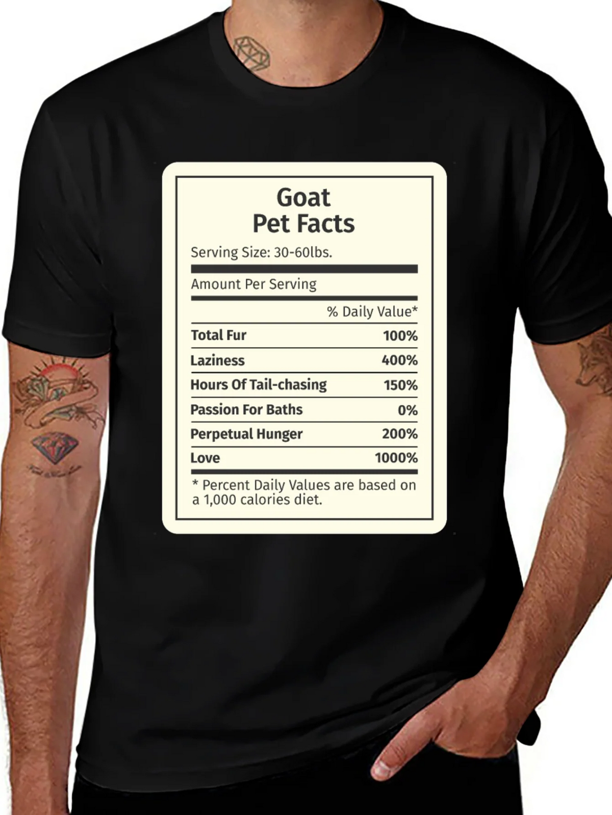 Goat Pet Facts Black T-Shirt Novelty product image 1