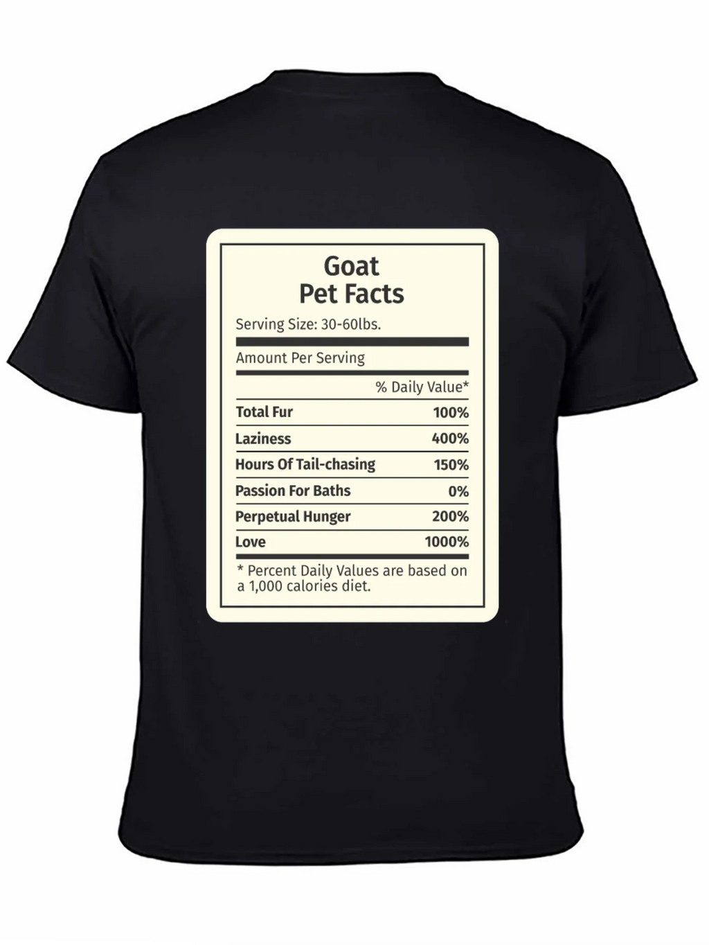 Goat Pet Facts Black T-Shirt Novelty product image 4