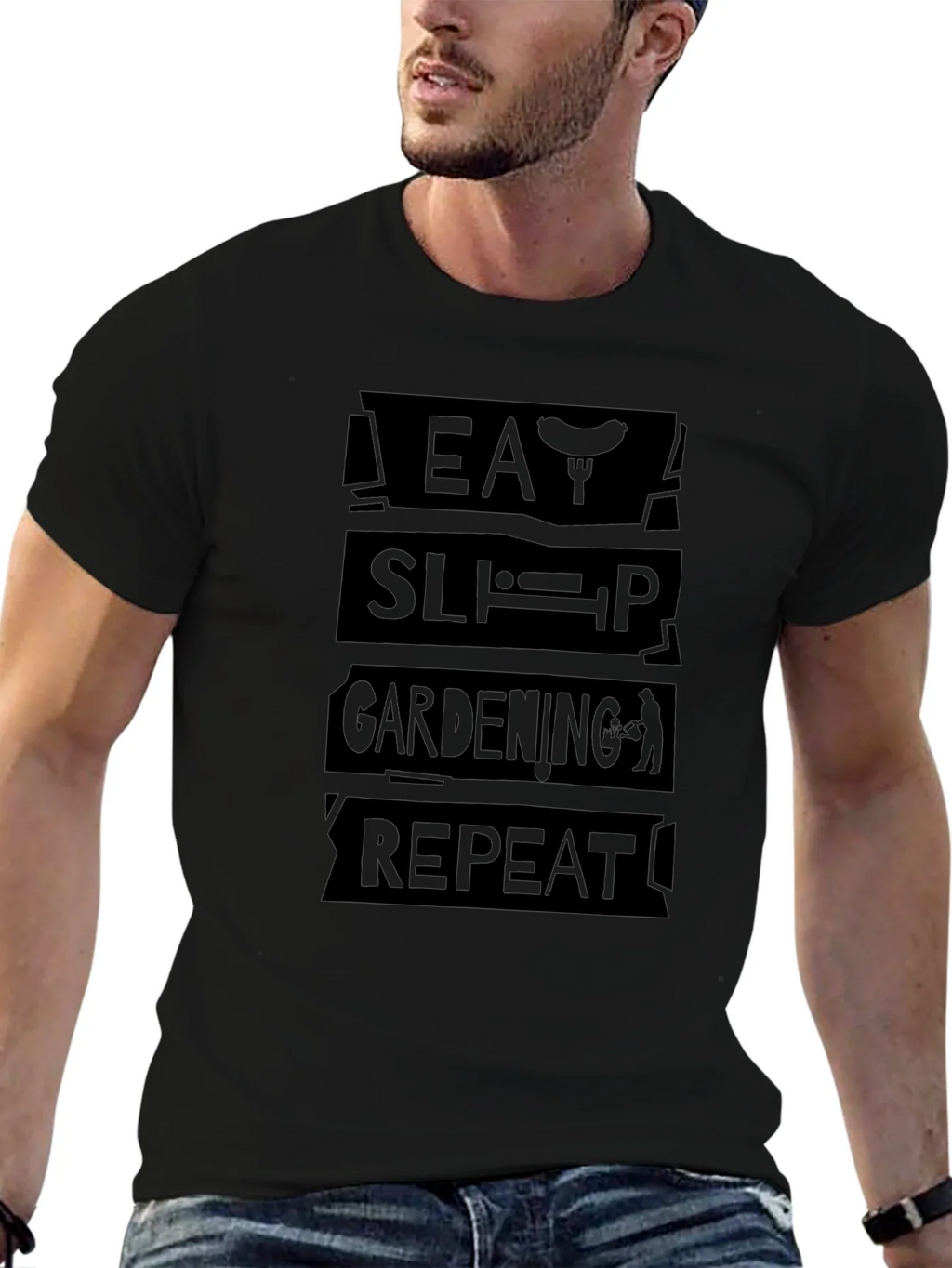 Eat Sleep Gardening Repeat Black T-Shirt product image 6