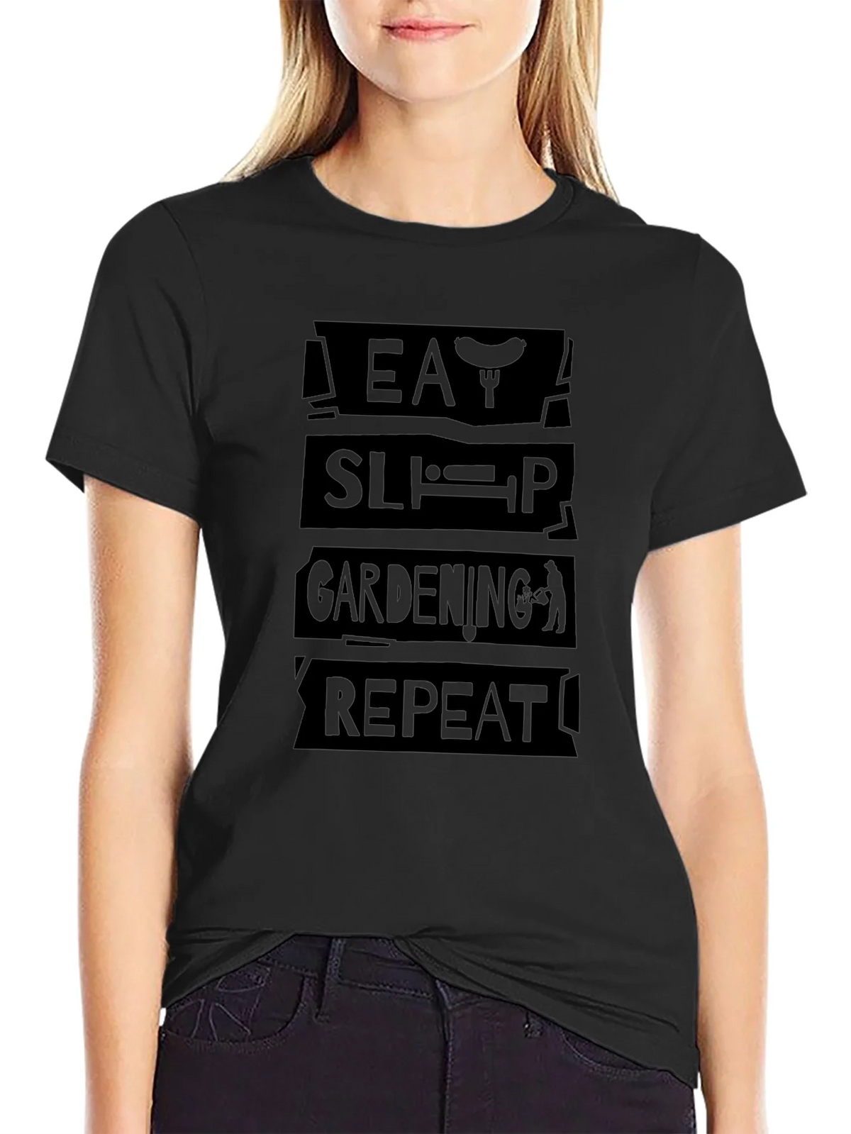 Eat Sleep Gardening Repeat Black T-Shirt product image 2