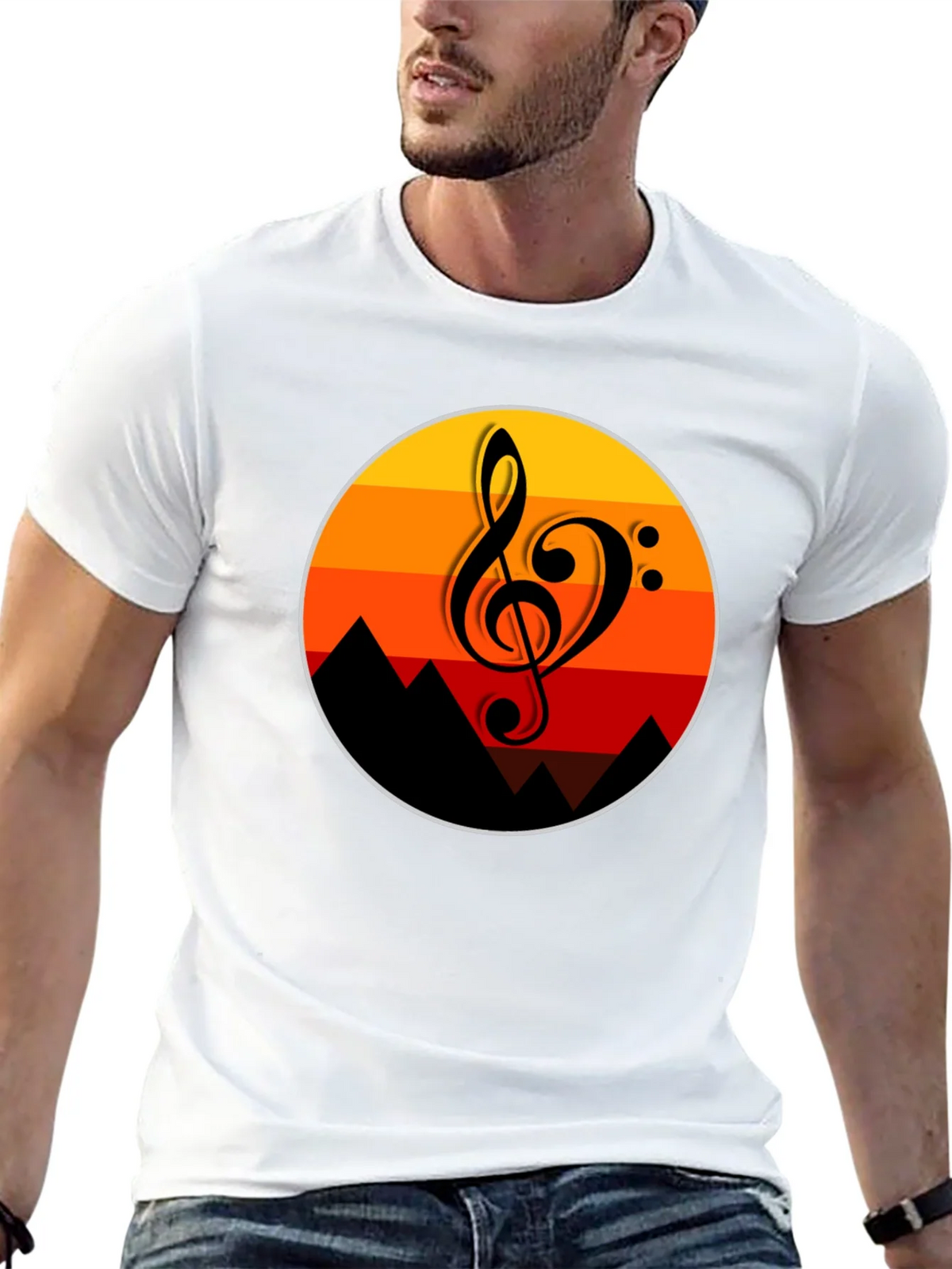 Sunset Music Note Graphic T-Shirt product image 12