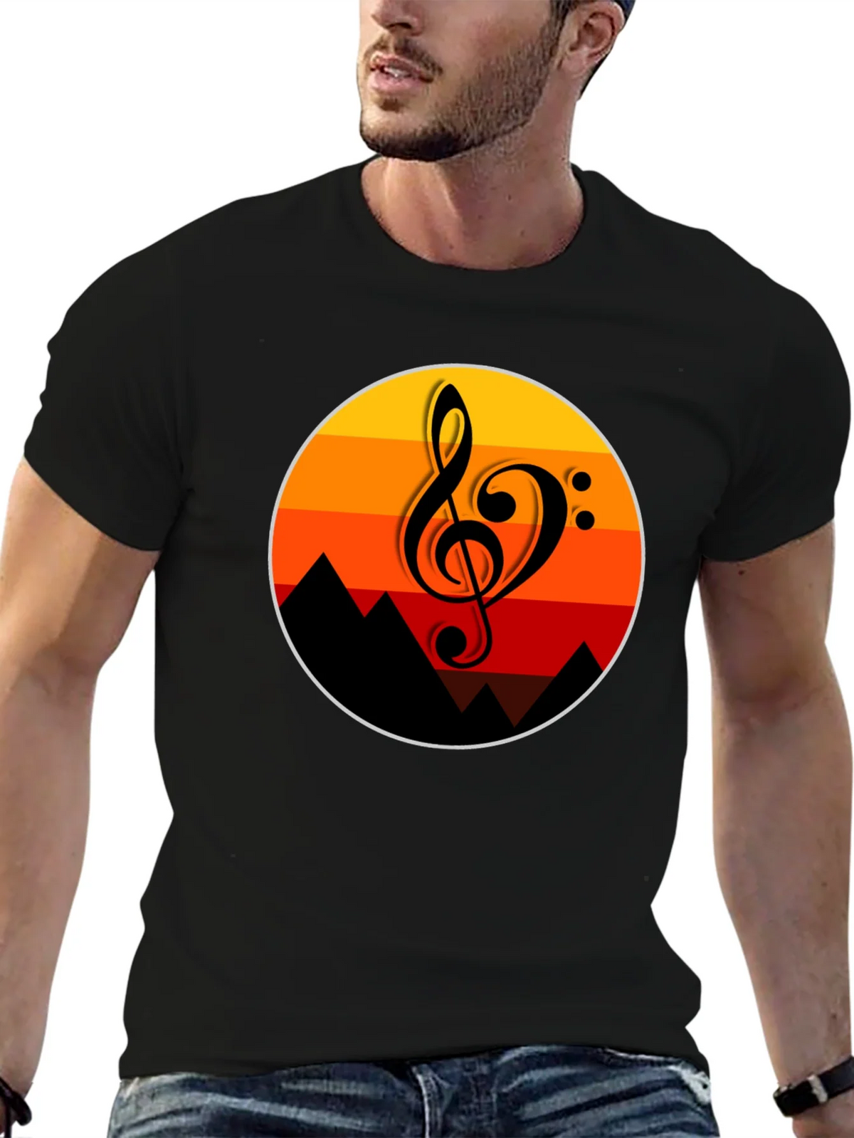 Sunset Music Note Graphic T-Shirt product image 6