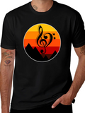 Sunset Music Note Graphic T-Shirt product image 1