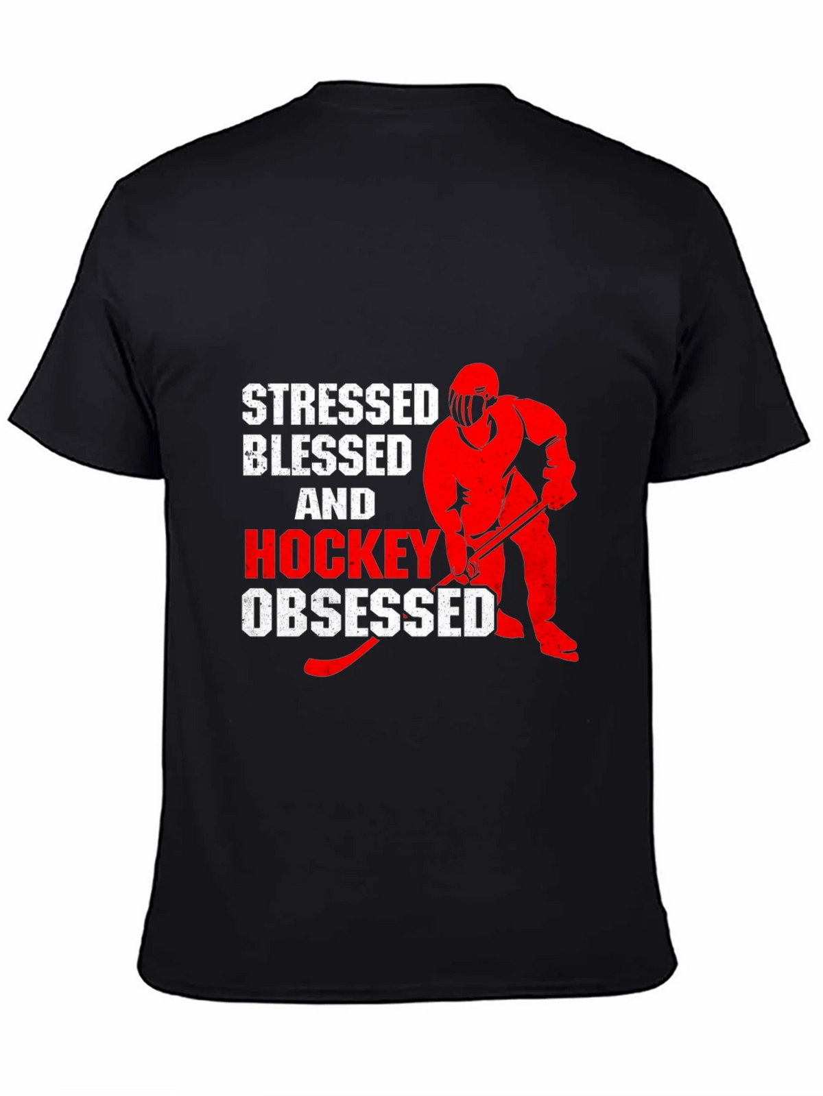 Stressed Blessed & Hockey Obsessed Black T-Shirt product image 4