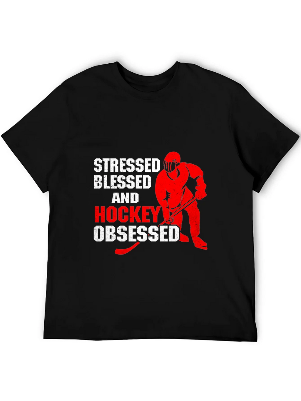 Stressed Blessed & Hockey Obsessed Black T-Shirt product image 5