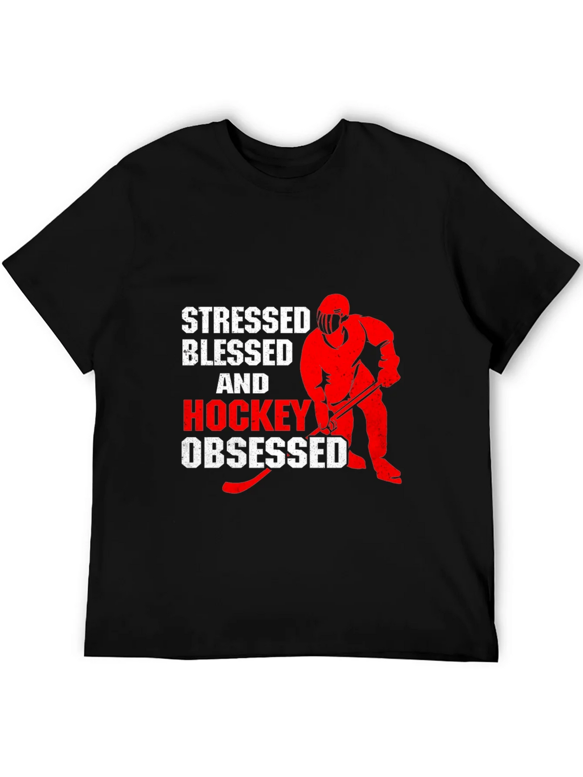Stressed Blessed & Hockey Obsessed Black T-Shirt product image 5