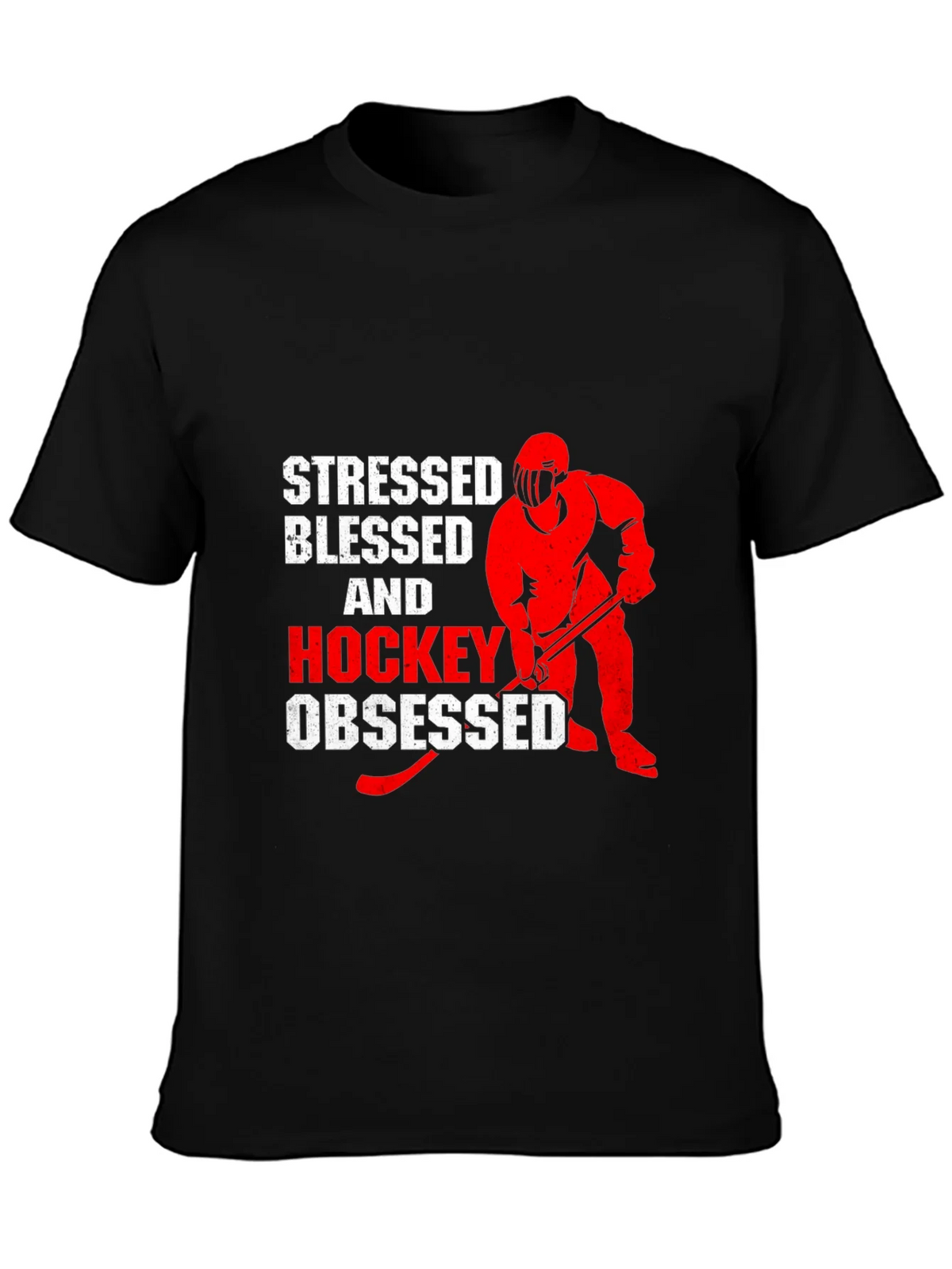 Stressed Blessed & Hockey Obsessed Black T-Shirt product image 3